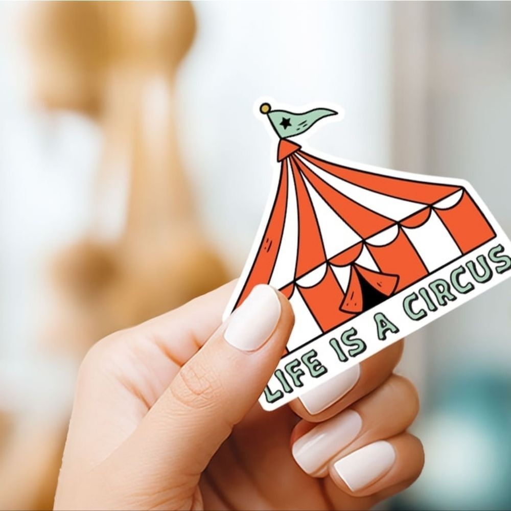 ☔️🩵NWT Red & White Life Is A Circus Big Top Tent Vinyl Sticker